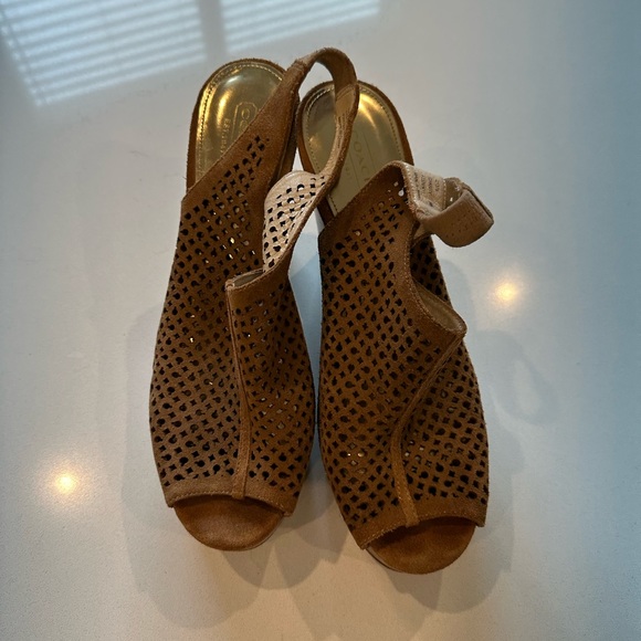 Coach Chastity Wedge Platform Perforated Laser Cut Slingback in Brown - Picture 2 of 4